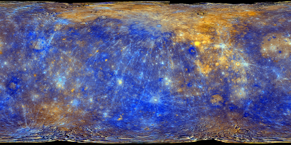 Mosaik der Merkuroberfläche in Falschfarben